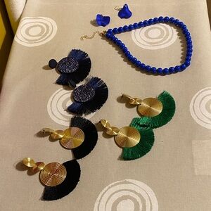 Fashion Jewelry Gold and Green Fan Earrings